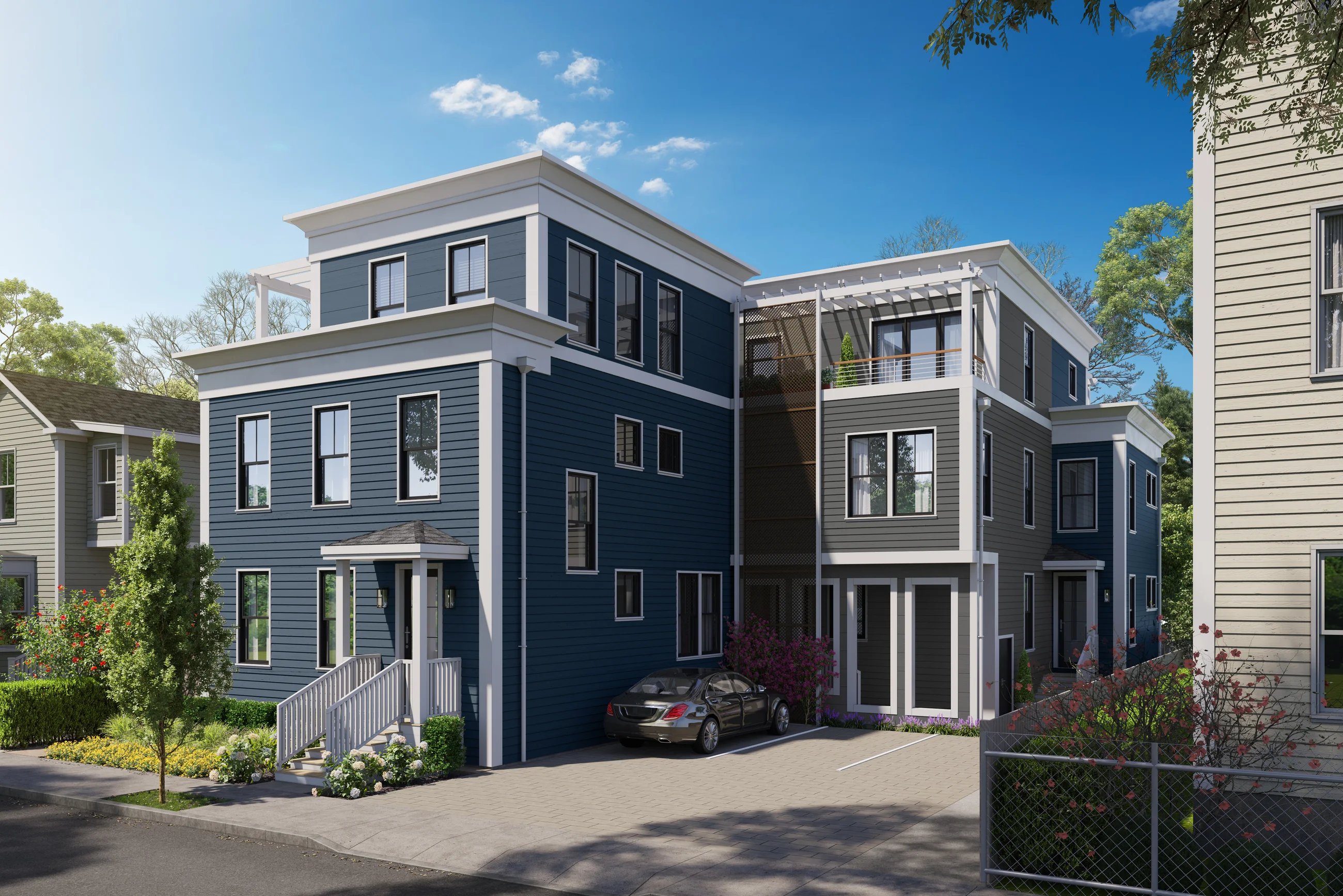 26 Jay Street — architectural rendering of the three-residence townhouse building
